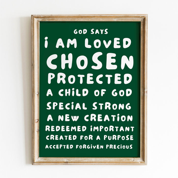 God Says I Am Loved Christian Scripture Gift Pink Orange Poster Pink Wall Art Printable Maximalist Christian Dorm Digital Download