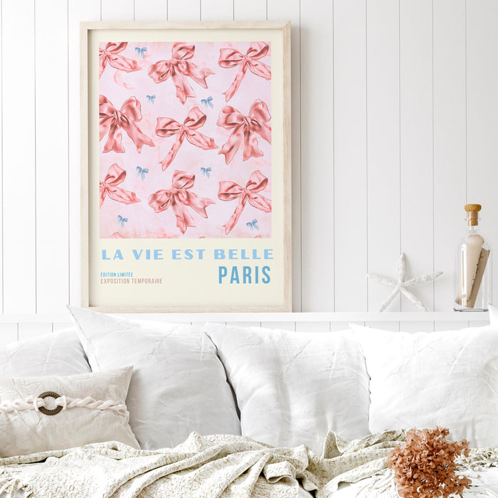 Coquette Pink Bow Prints Trendy Retro Wall Art Set of 3 Travel Posters Aesthetic Print Coquette Pink Bow Flower Print Digital Art