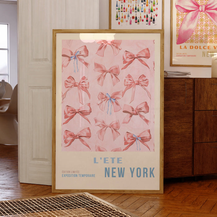 Coquette Pink Bow Prints Trendy Retro Wall Art Set of 3 Travel Posters Aesthetic Print Coquette Pink Bow Flower Print Digital Art