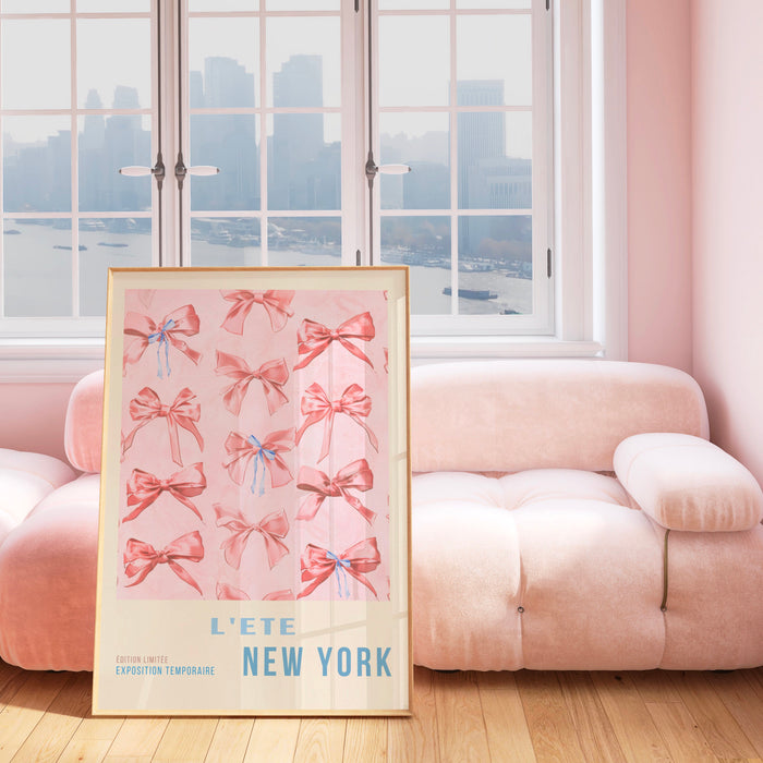 Coquette Pink Bow Prints Trendy Retro Wall Art Set of 3 Travel Posters Aesthetic Print Coquette Pink Bow Flower Print Digital Art