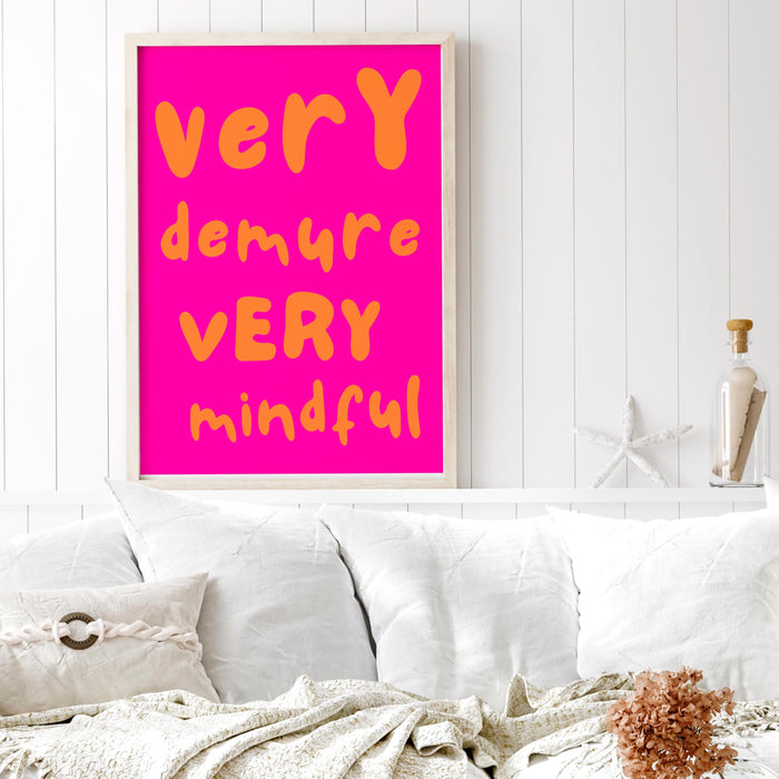 Very Demure Mindful Pink Orange Poster, Funky 70s Pink Wall Art Digital Artwork,Printable, Girly Dorm Room Art Trendy Retro Digital Download