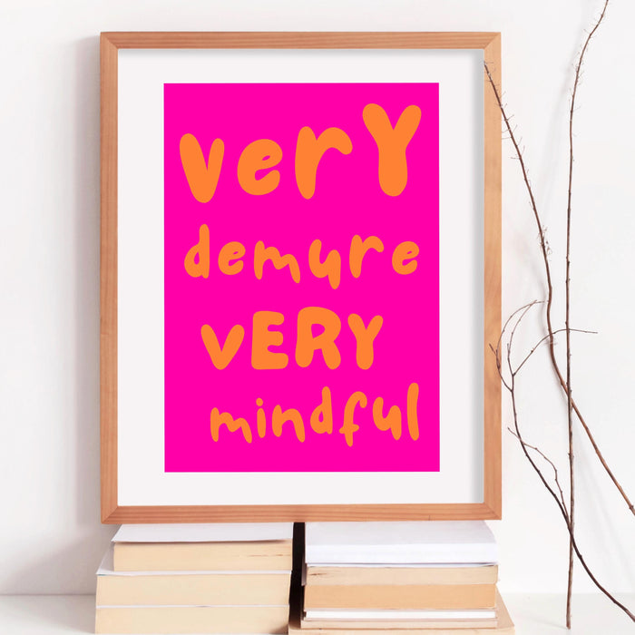 Very Demure Mindful Pink Orange Poster, Funky 70s Pink Wall Art Digital Artwork,Printable, Girly Dorm Room Art Trendy Retro Digital Download