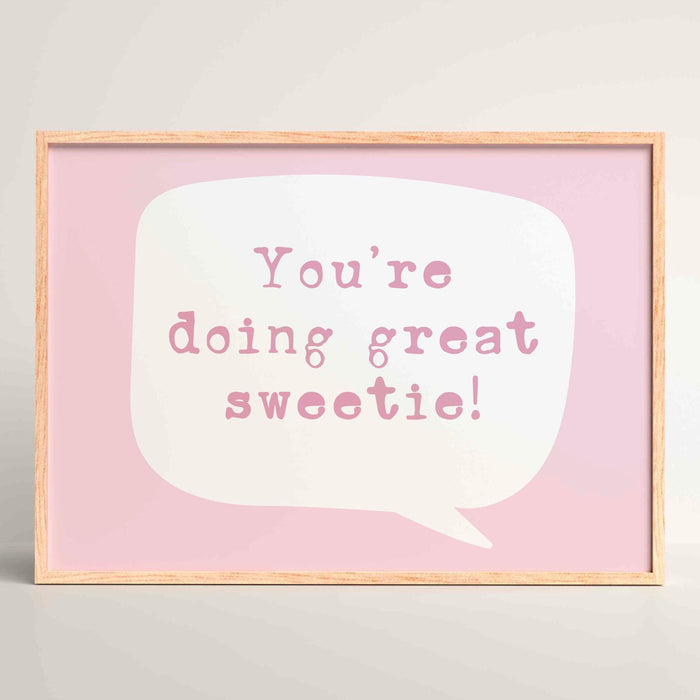 Positive print retro aesthetic minimalist college dorm room wall art trendy pink funny prints coquette pink digital art 1 horizontal print