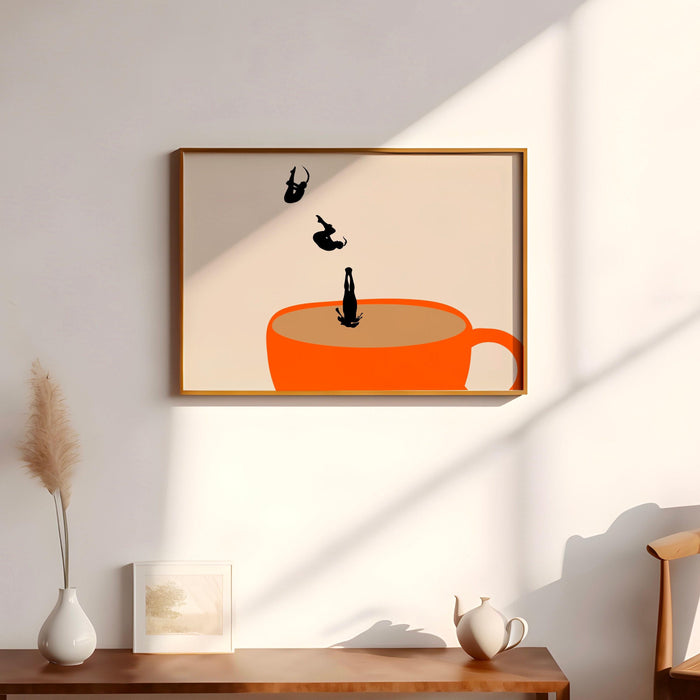 Coffee print drink poster horizontal landscape modern kitchen decor retro poster kitchen art  trendy retro illustration coffee lover gift