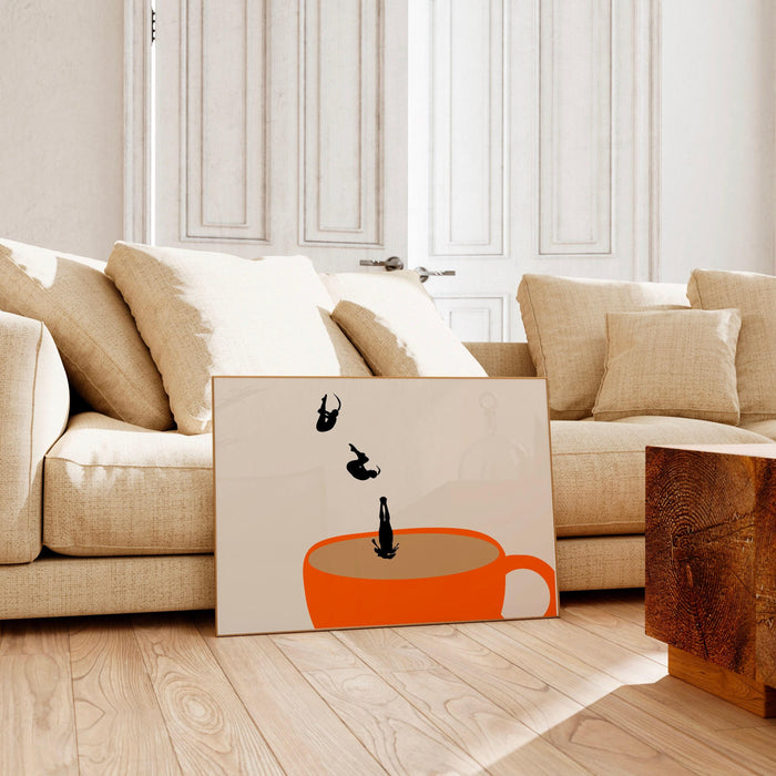 Coffee print drink poster horizontal landscape modern kitchen decor retro poster kitchen art  trendy retro illustration coffee lover gift