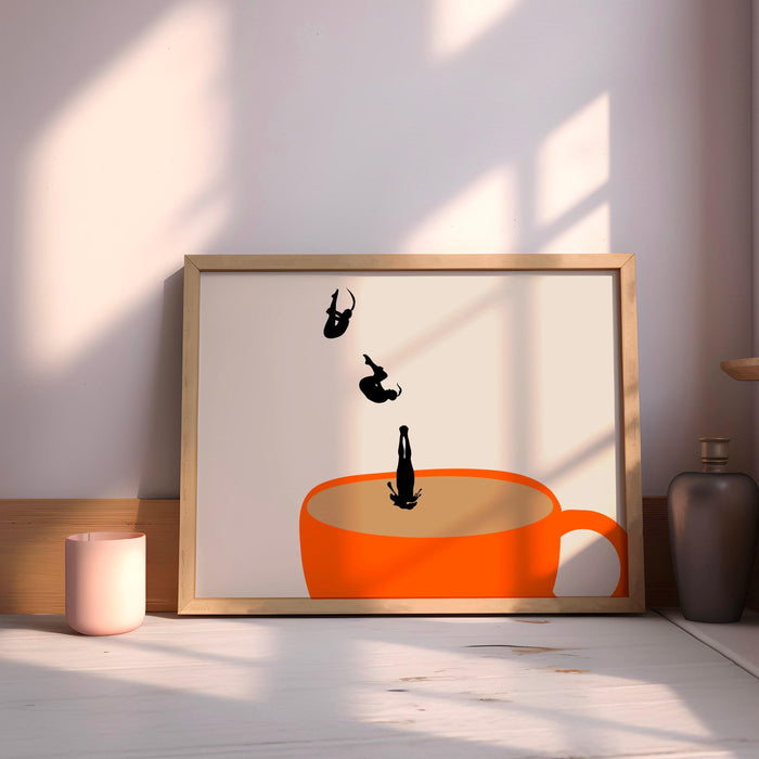 Coffee print drink poster horizontal landscape modern kitchen decor retro poster kitchen art  trendy retro illustration coffee lover gift