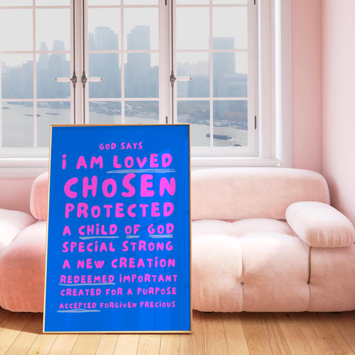 Modern Christian Art Christian Wall Art Scripture Decor Blue Pink Wallart Bible Verse Wall Art Spiritual Art Religious Digital Download