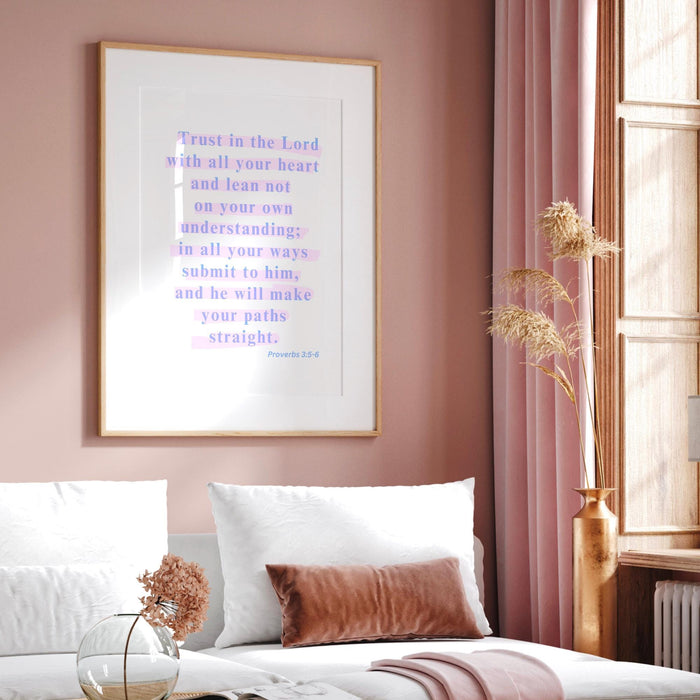 Proverbs Modern Christian Art God Wall Art Scripture Decor Blue Pink Wallart Bible Verse Wall Art Spiritual Art Religious Digital Download