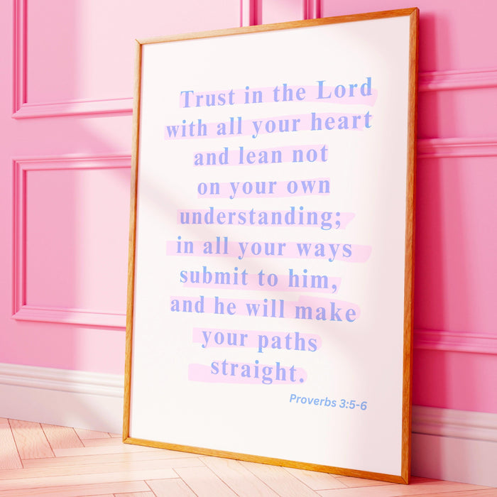 Proverbs Modern Christian Art God Wall Art Scripture Decor Blue Pink Wallart Bible Verse Wall Art Spiritual Art Religious Digital Download