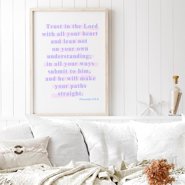 Proverbs Modern Christian Art God Wall Art Scripture Decor Blue Pink Wallart Bible Verse Wall Art Spiritual Art Religious Digital Download