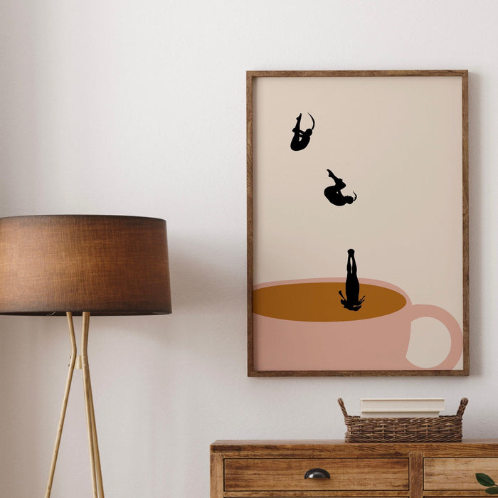 Coffee print, drink poster, modern kitchen decor, retro poster, pop art, kitchen art, exhibition poster, illustration, coffee lover