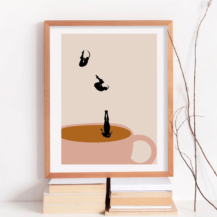 Coffee print, drink poster, modern kitchen decor, retro poster, pop art, kitchen art, exhibition poster, illustration, coffee lover