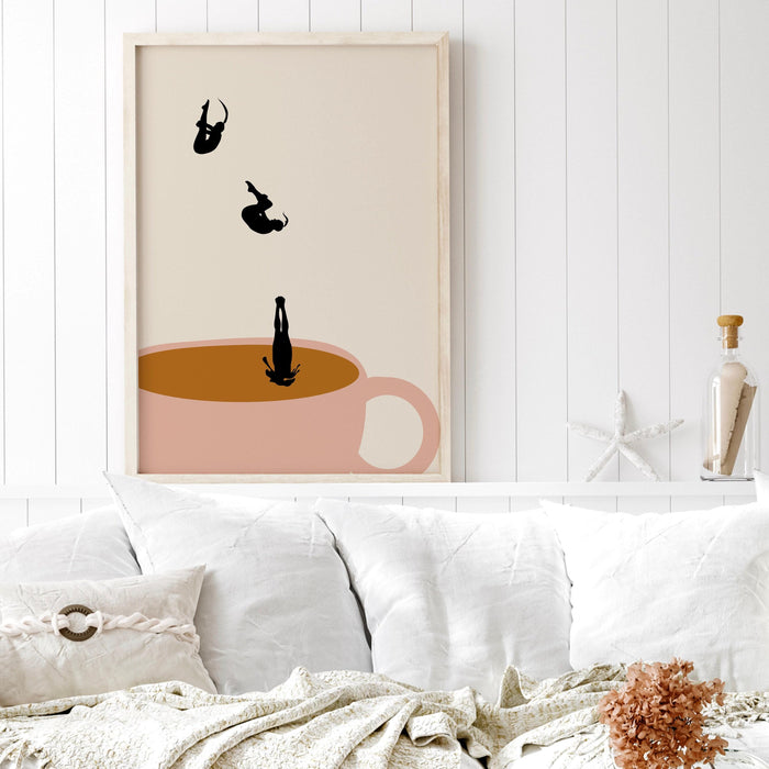 Coffee print, drink poster, modern kitchen decor, retro poster, pop art, kitchen art, exhibition poster, illustration, coffee lover
