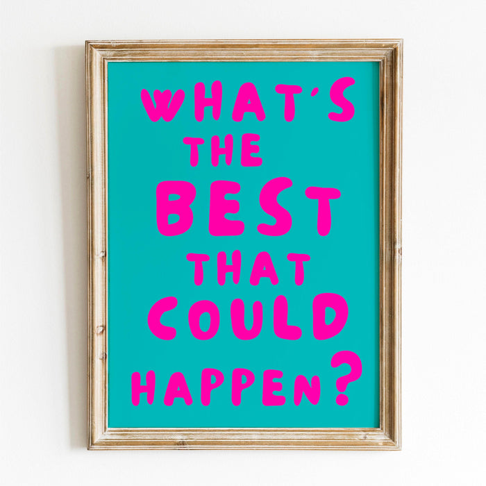 Positive quote dopamine decor pink turquoise poster funky 70s wall art digital artwork printable girly dorm room trendy digital download