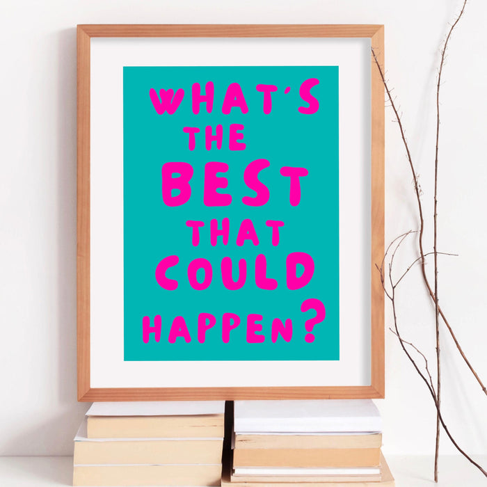 Positive quote dopamine decor pink turquoise poster funky 70s wall art digital artwork printable girly dorm room trendy digital download