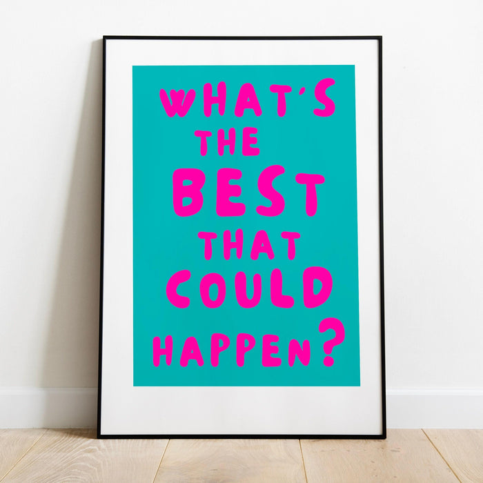 Positive quote dopamine decor pink turquoise poster funky 70s wall art digital artwork printable girly dorm room trendy digital download
