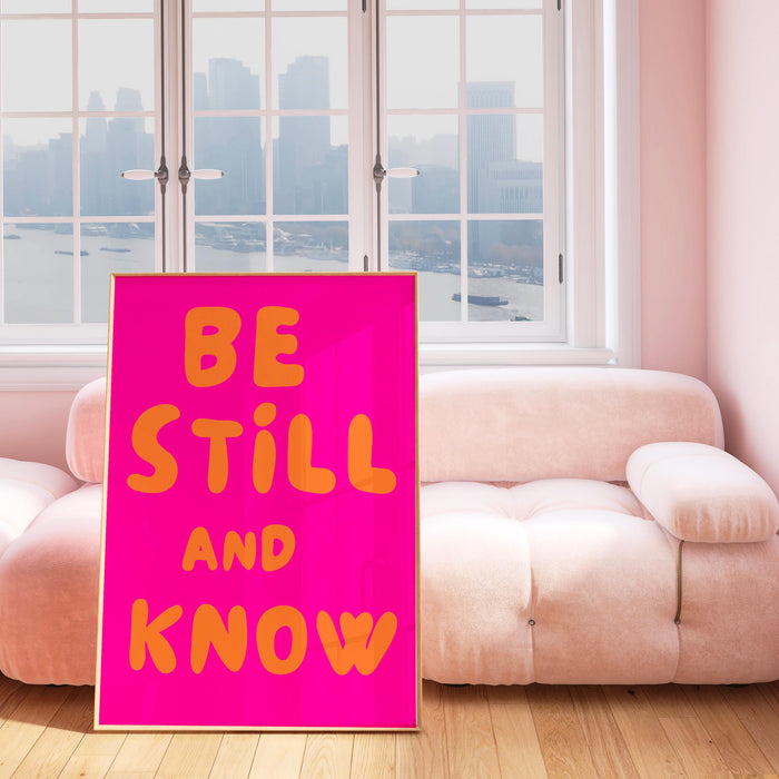 Modern christian art pink orange poster funky wall art, digital artwork,printable, girly affirmation room art trendy retro digital download