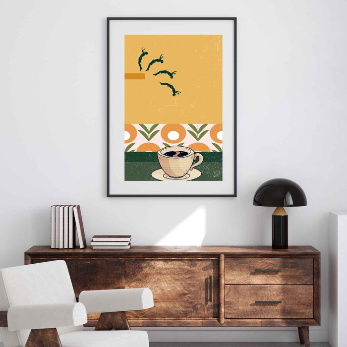 Coffee print, drink poster, modern kitchen decor, retro poster, pop art, kitchen art, exhibition poster, illustration, coffee lover