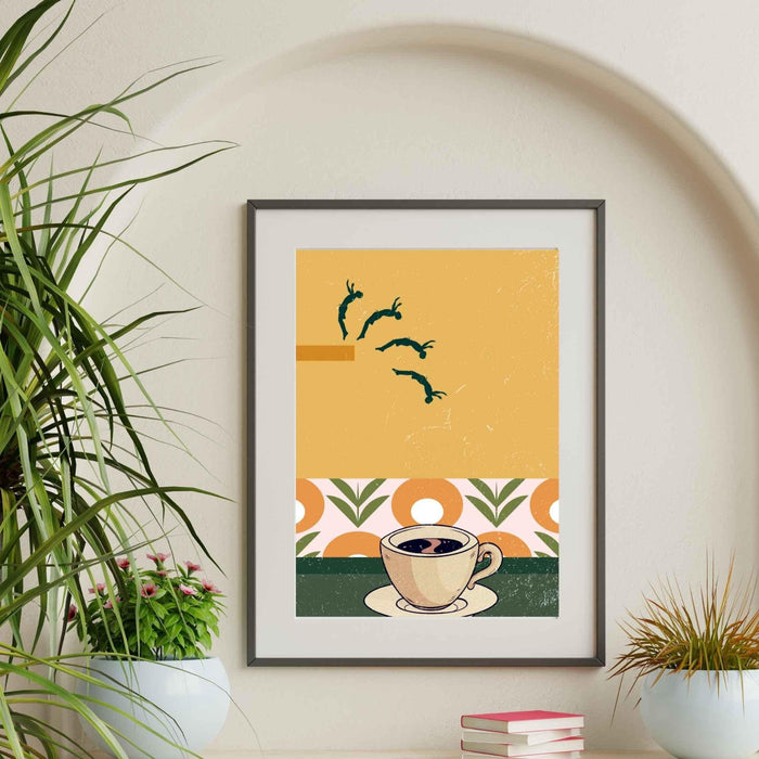 Coffee print, drink poster, modern kitchen decor, retro poster, pop art, kitchen art, exhibition poster, illustration, coffee lover