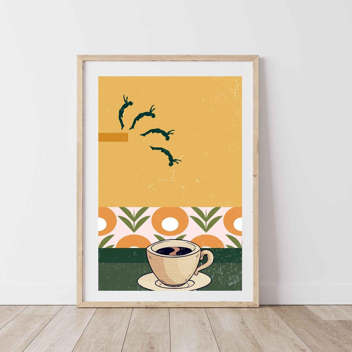Coffee print, drink poster, modern kitchen decor, retro poster, pop art, kitchen art, exhibition poster, illustration, coffee lover