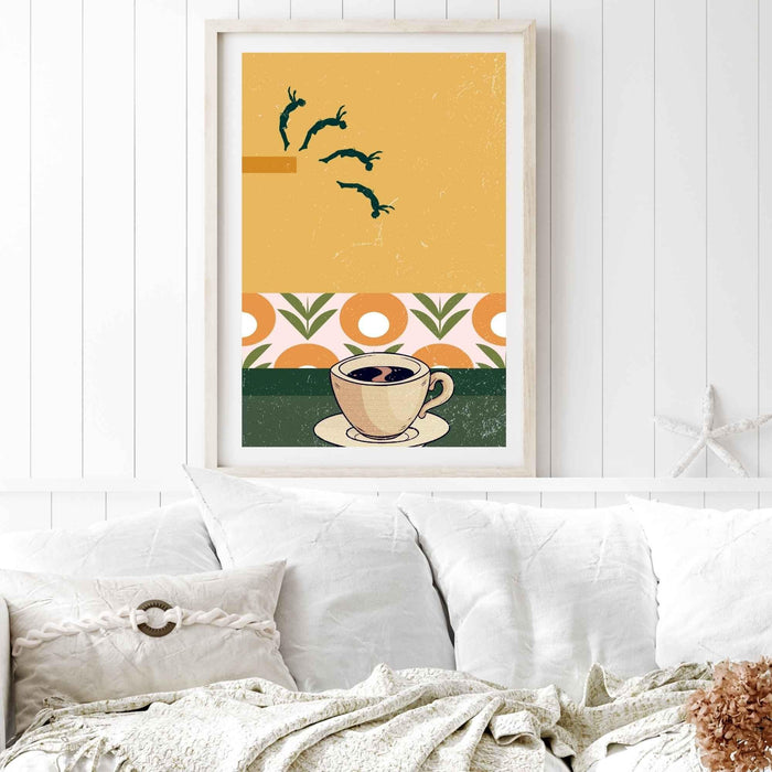 Coffee print, drink poster, modern kitchen decor, retro poster, pop art, kitchen art, exhibition poster, illustration, coffee lover