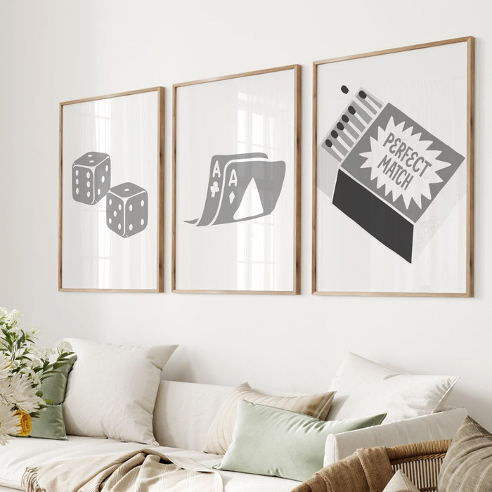 Above bed wall art, trendy retro set of 12,  black white aesthetic print,lucky you poster, gray print,funny art, minimalist, digital art