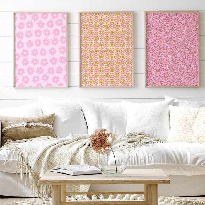 Daughter gift, pink orange wall art, digital download,  orange pink decor, daughter gift art, printable set of 3, daughter birthday gift,