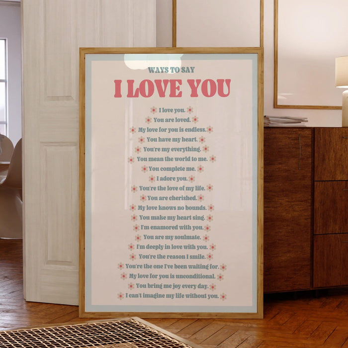I love you wall print, digital download print, retro wall decor, large printable art, downloadable prints