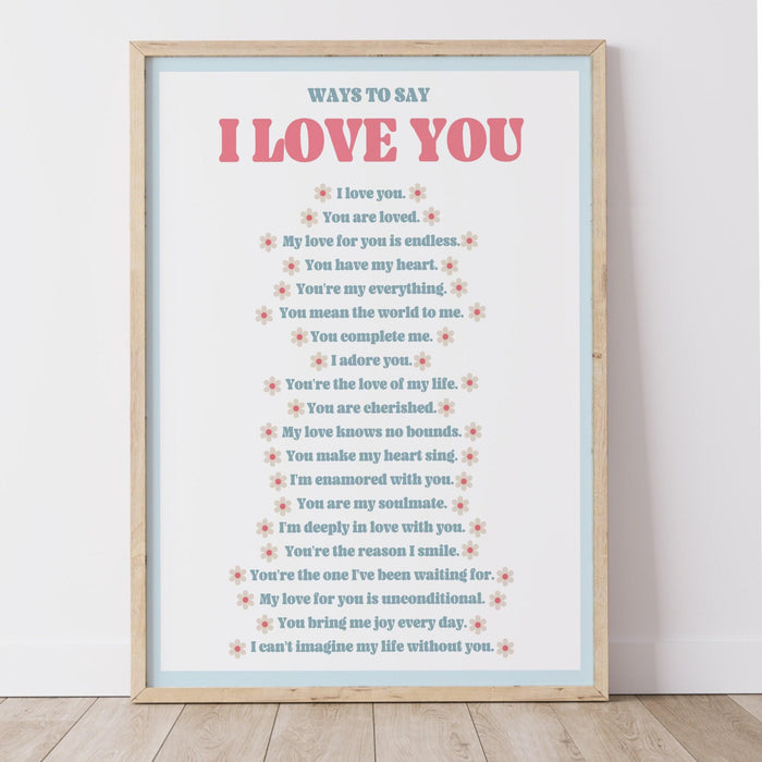 I love you wall print, digital download print, retro wall decor, large printable art, downloadable prints