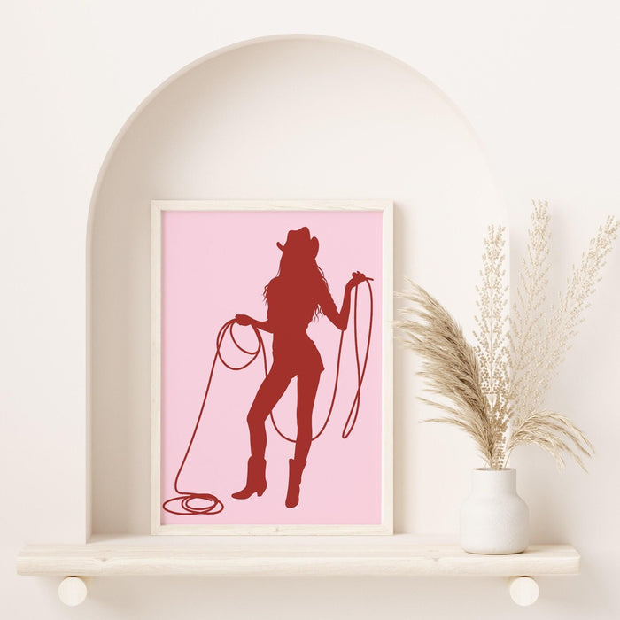 Pink print, cowgirl wall art | cute western decor | cowgirl boot print | preppy wall art digital download | howdy poster | printable poster