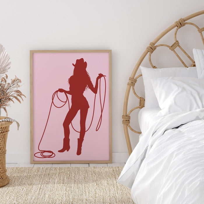 Pink print, cowgirl wall art | cute western decor | cowgirl boot print | preppy wall art digital download | howdy poster | printable poster