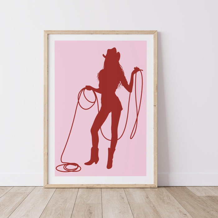 Pink print, cowgirl wall art | cute western decor | cowgirl boot print | preppy wall art digital download | howdy poster | printable poster