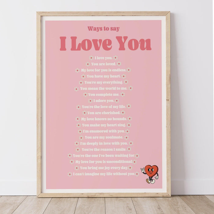Ways to say i love you preppy wall art funky maximalist decor, trendy retro wall art preppy y2k room decor aesthetic poster groovy wall art