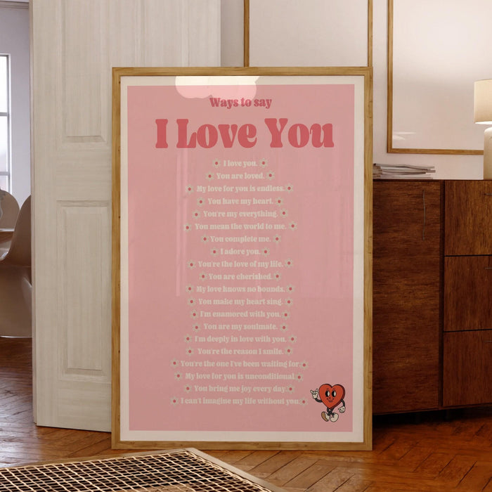 Ways to say i love you preppy wall art funky maximalist decor, trendy retro wall art preppy y2k room decor aesthetic poster groovy wall art