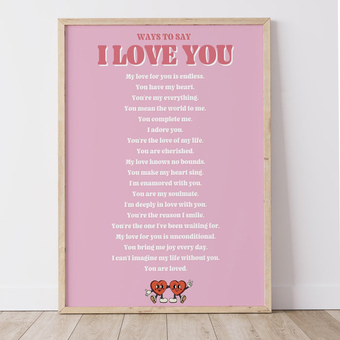 Ways to say i love you girly wall art y2k room decor, retro wall art coquette room decor, bar cart art large wall art preppy dorm decor