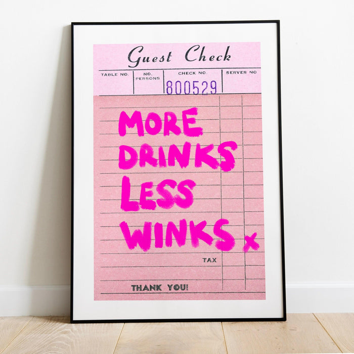 Trendy retro wall art, guest check,retro trendy aesthetic wall art pink print, trendy wall art, vibrant, funny art, bar cart art printable