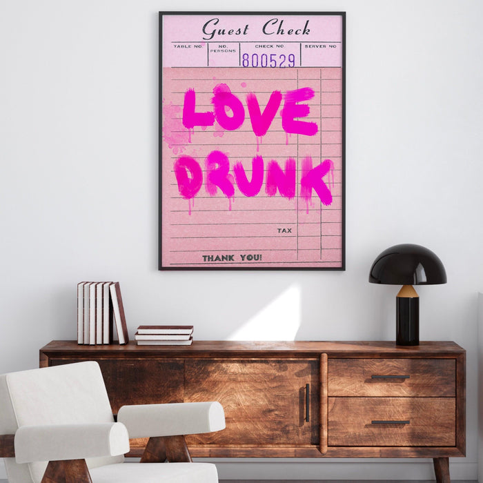 Trendy retro wall art, guest check print, retro trendy aesthetic pink wall art, trendy wall art, vibrant, funny art, bar cart art printable