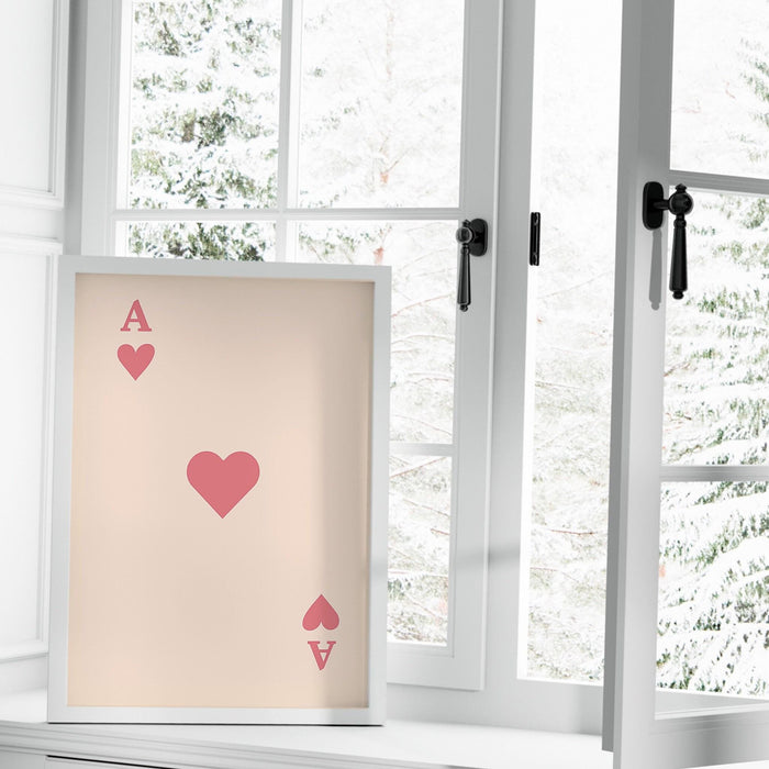 Trendy retro wall art, ace hearts card print, retro trendy aesthetic wall art pink print, trendy vibrant, funny art, bar cart printable