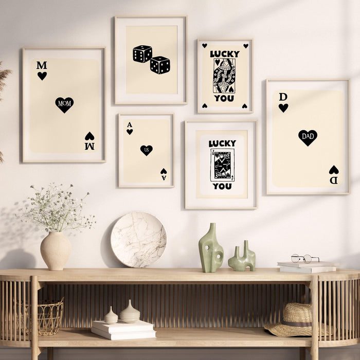 Trendy retro wall art set of 9,retro trendy aesthetic lucky you poster,mom daughter gift,trendy wall art, funny art, minimalist, digital