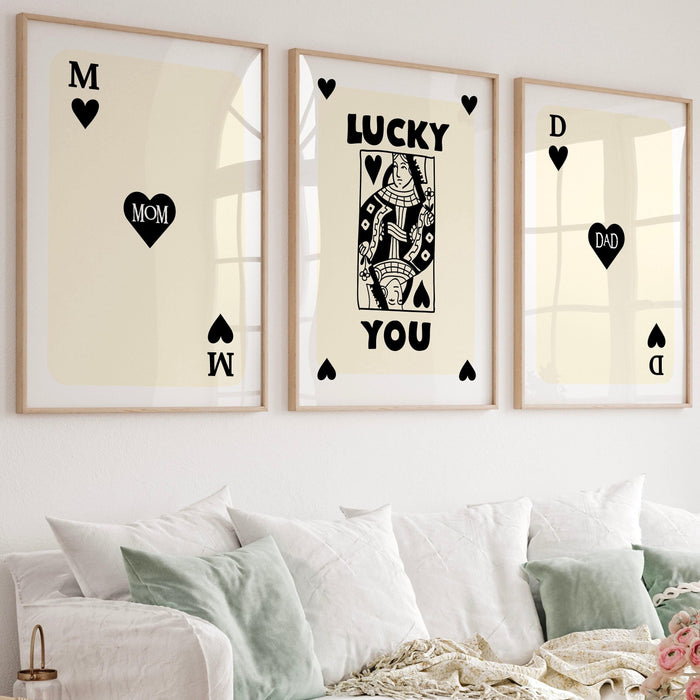Trendy retro wall art set of 9,retro trendy aesthetic lucky you poster,mom daughter gift,trendy wall art, funny art, minimalist, digital