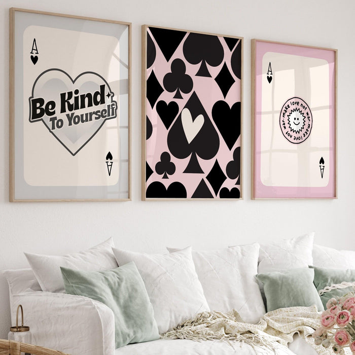 Trendy retro wall art set of 9, retro aesthetic print, pink and gray beige poster, lucky you print, trendy wall art, funny art digital