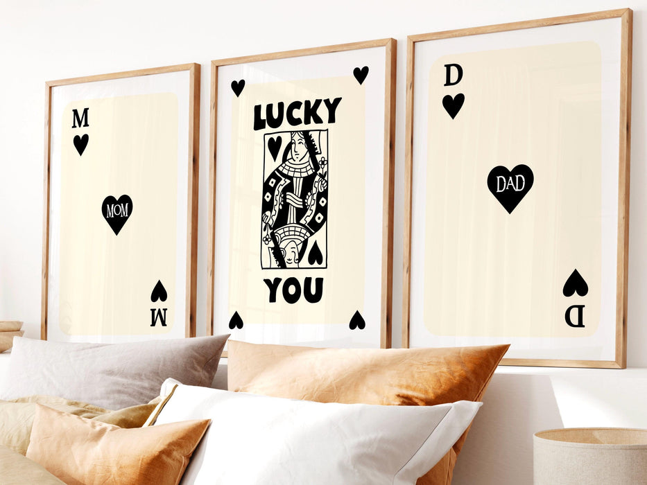 Trendy retro wall art set of 9 retro trendy above bed prints lucky you poster black and white print trendy wall art funny art digital art