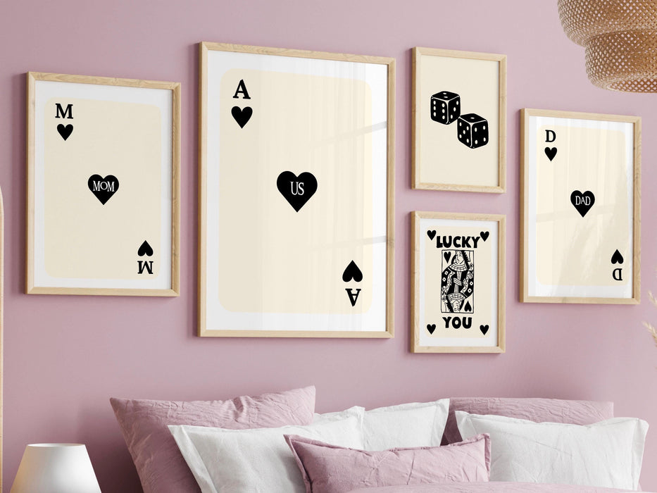 Trendy retro wall art set of 9 retro trendy above bed prints lucky you poster black and white print trendy wall art funny art digital art