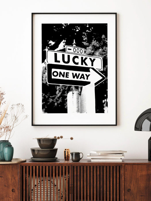 Trendy retro wall art set of 2, retro trendy aesthetic print, lucky you poster,black and white wall art,funny art, minimalist, printable art
