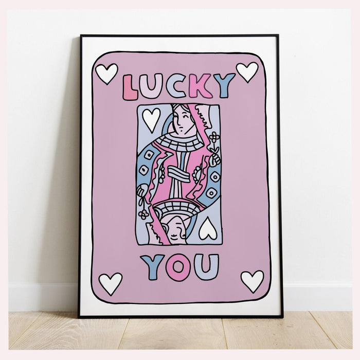 Trendy retro wall art set of 2,retro trendy aesthetic print,lucky you poster,pink print,trendy wall art,funny art, minimalist, digital art