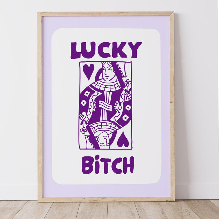 Trendy retro wall art set of 2 retro trendy aesthetic funny print lucky you poster purple print trendy wall art fun minimalist digital art