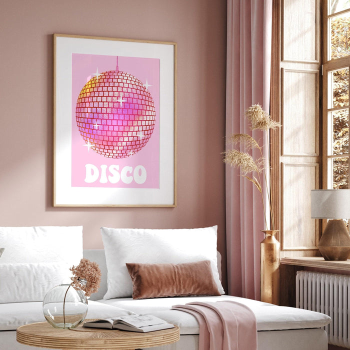 Trendy retro disco ball poster | retro print | preppy poster | disco poster | trendy retro | disco ball decor  | preppy prints | minimalist