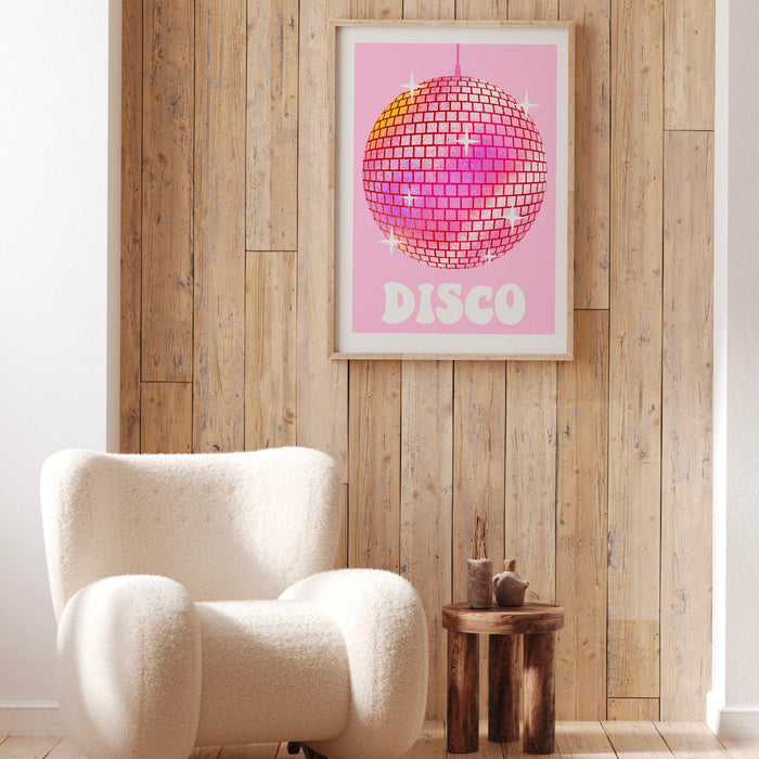 Trendy retro disco ball poster | retro print | preppy poster | disco poster | trendy retro | disco ball decor  | preppy prints | minimalist