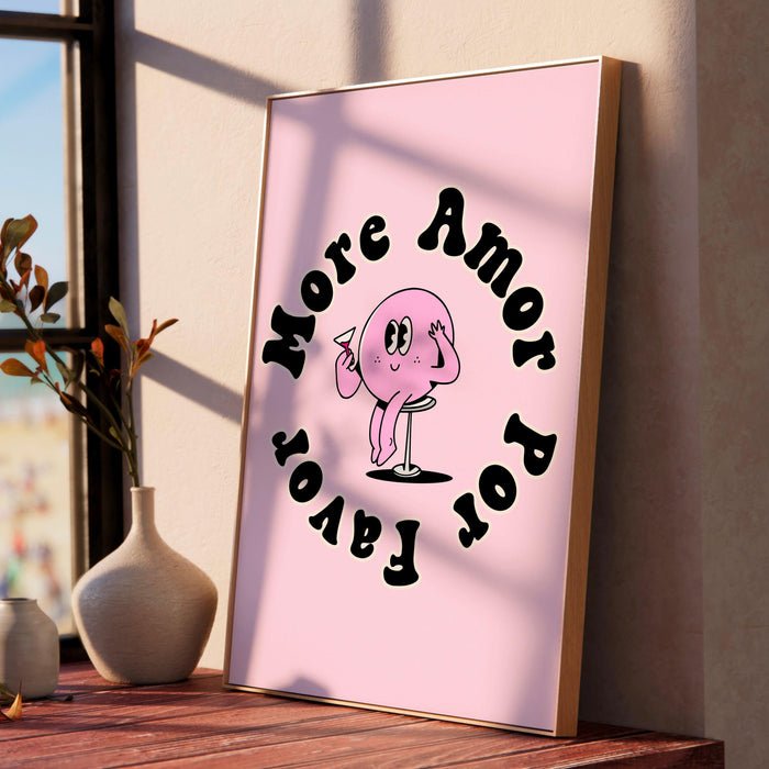 Trendy print, retro wall art, minimalist retro mascot wall art pink aesthetic print, pink print, funny art positive affirmation, digital art