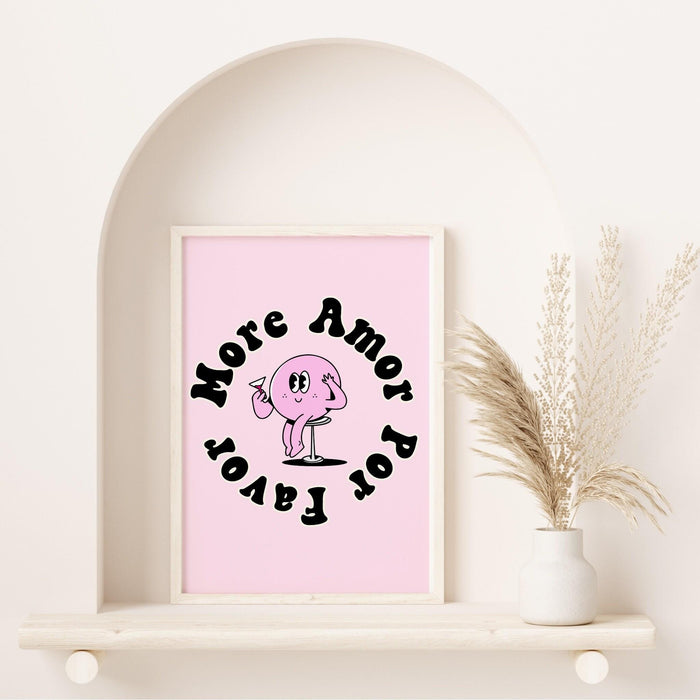 Trendy print, retro wall art, minimalist retro mascot wall art pink aesthetic print, pink print, funny art positive affirmation, digital art
